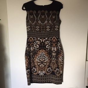 Roz & Ali Brown & Black Sleeveless dress. Sz 8